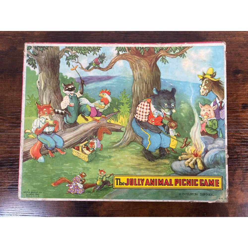Vintage 1939 Milton Bradley The Jolly Animal Picnic Game 4275 Boylston Dummer